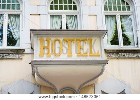 very old fashioned hotel in Germany - balcony with hotel