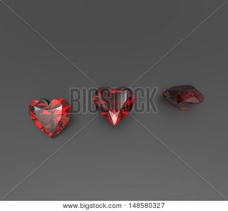 Precious gemstones on a dark background. 3D rendering
