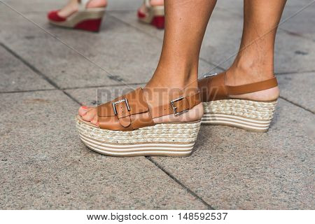 Detail Of Shoes At Milan Fashion Week