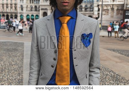 Fashionable Man Posing During Milan Fashion Week