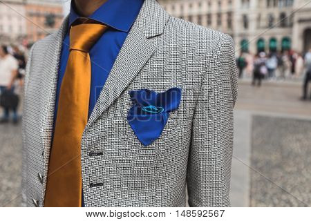 Fashionable Man Posing During Milan Fashion Week