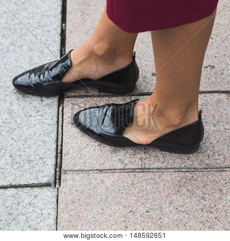 Detail Of Shoes At Milan Fashion Week