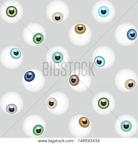 Abstract minimalistic eye vector seamless repeat pattern. Graphic design element for vision eyesight concept with realistic eyes. Perfect for background backdrop paper wrapping cover with pattern