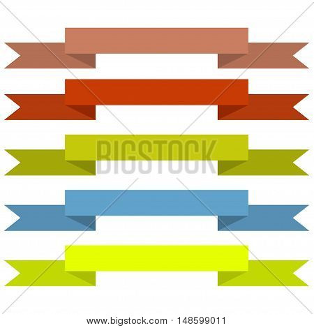 Blank ribbons collection. Design label scroll blanks element isolated on white background