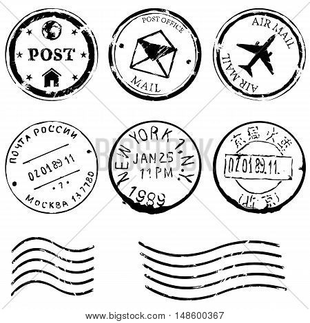 Vector Set Of Black Postal Stamps