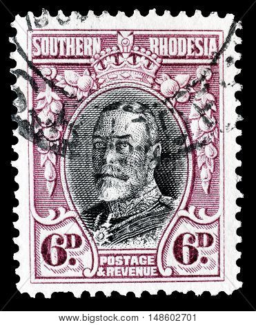 SOUTHERN RHODESIA - CIRCA 1933 : Cancelled postage stamp printed by Southern Rhodesia, that shows King George.