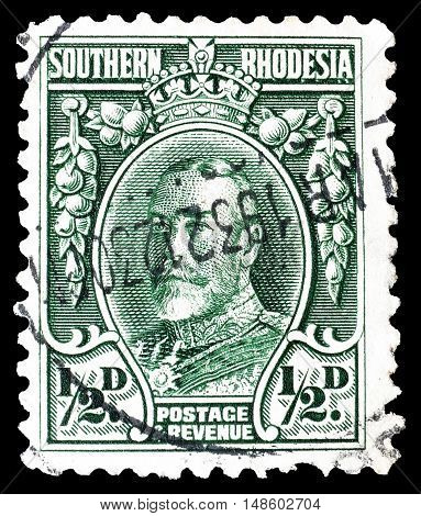 SOUTHERN RHODESIA - CIRCA 1933 : Cancelled postage stamp printed by Southern Rhodesia, that shows King George.