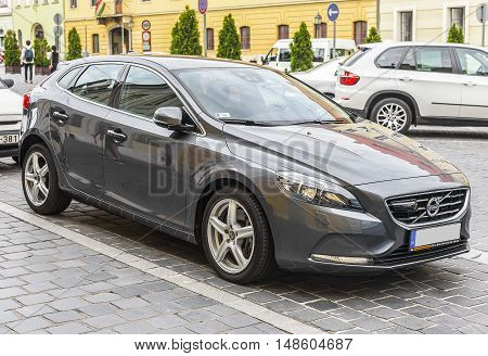 BUDAPEST, SEPTEMBER 18: Motor car Volvo V40 at the city street on September 18, 2016 in Budapest, Hungary.