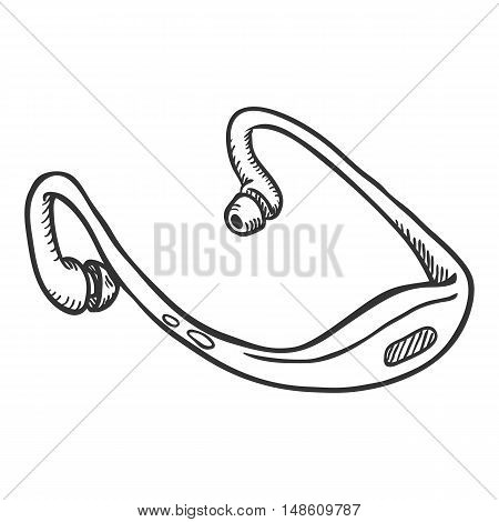 Vector Sketch Single Headphones Mp3-player