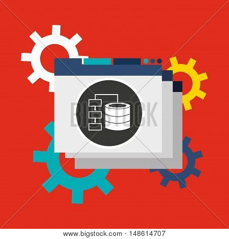 big data center flat icons vector illustration design