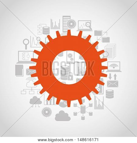 big data center flat icons vector illustration design