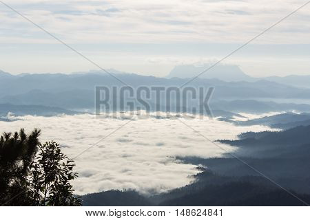 Sea Of Mist With Doi Luang Chiang Dao, View Form Doi Dam in Wianghaeng Chiangmai Thailand