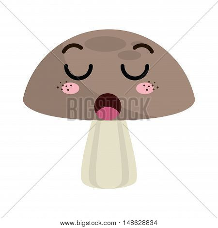 mushroom fungi food. kawaii cartoon with lazy expression face. vector illustration