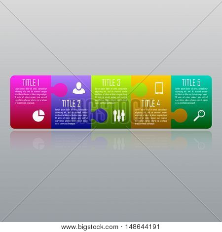 Modern design infographic mosaic template. Infographic puzzle template can be used for web design, banner, illustration, presentation