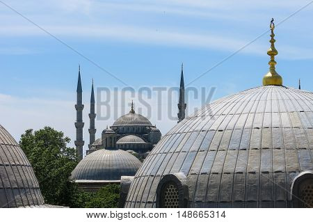 The Blue Mosque And Saint Sophie Cathedral, Istanbul, Turkey.