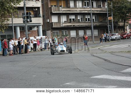 BELGRADE,SERBIA - SEPTEMBER 10, 2016: Oldtimer formula at the commercial race of old cars in memory of formula 1 race held on the same place in 1939 two days after the beginning of Second World Warwhen the famous Italian driver Tazio Nuvolari won