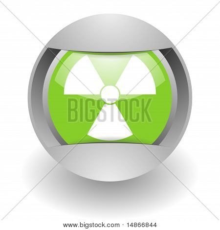 nucléaire en acier vert glosssy icône