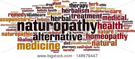 Naturopathy word cloud concept. Vector illustration on white