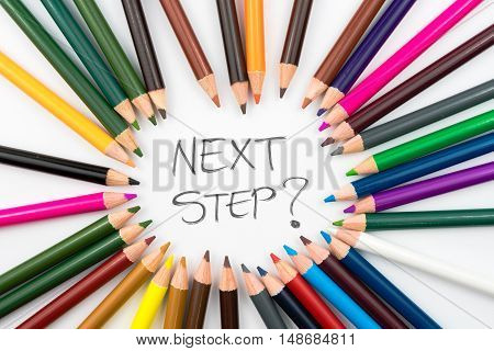 Colouring Pencils In Circle Arrangement With Message Next Step ?