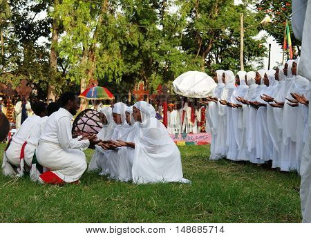 Ceremony of Meskel Holy Cross finding festival Ethiopia