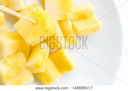 Closeup Pineapple slices on white background Fruit for healthy