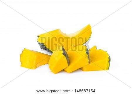 Pumpkin slice on white background,raw material for cooking
