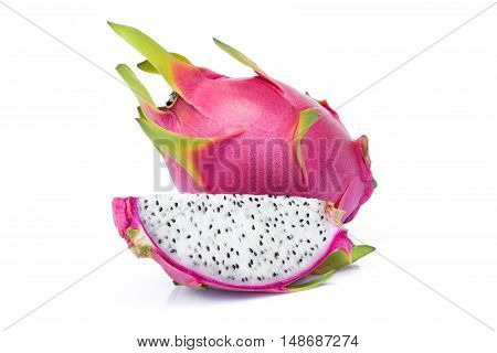 Dragon Fruit slice on white background food and healthy concept