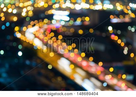 Abstract blurred lights city highway road curved night view