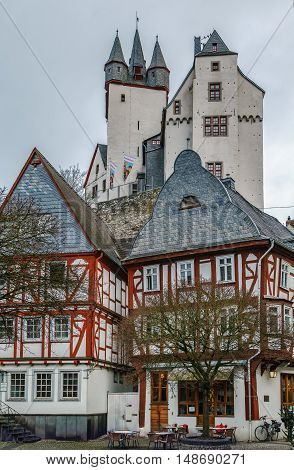 View of Diez with castle on the hill Germany