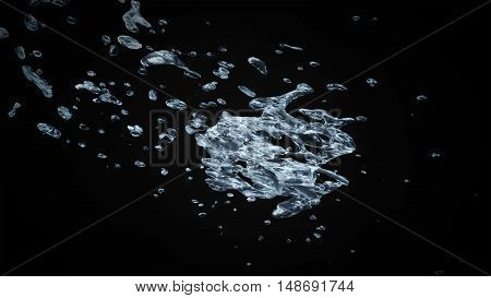 Watersplash On Black Background 3D Rendering