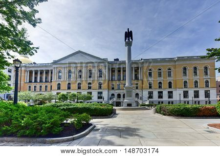 Boston, Massachusetts - September 5, 2016: The Massachusetts State House also called Massachusetts Statehouse or the 
