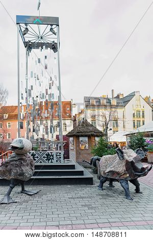 Modern Christmas Tree In Old Town In Riga