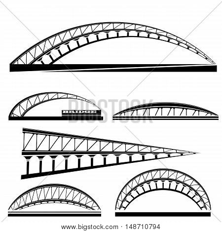 Set of Bridge Icons Isolated on White Background. Bridge Logo.