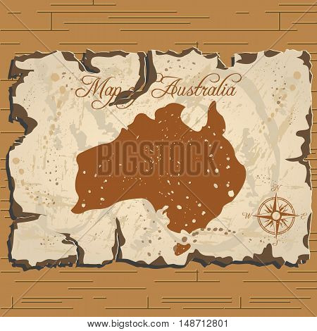 Vector old parchament with map of Australia with format eps10.