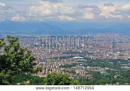 View of the city of Turin from Superga, Turin, Italy