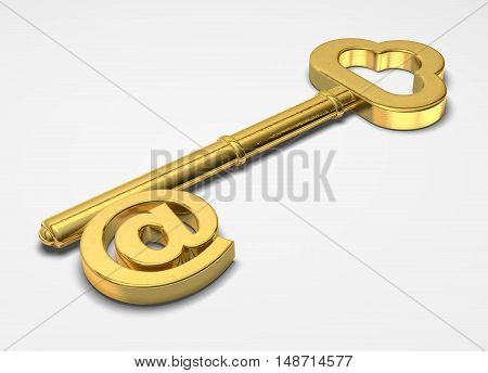 Key 3D gold @ internet cloud storage