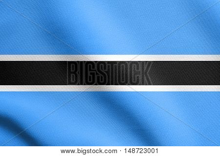 Botswanan national official flag. African patriotic symbol banner element background. Flag of Botswana waving in the wind with detailed fabric texture, illustration