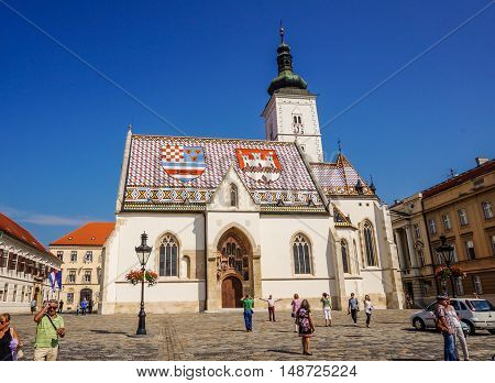 Zagreb Croatia -September 9, 2014 St. Mark's Church in Old Town.