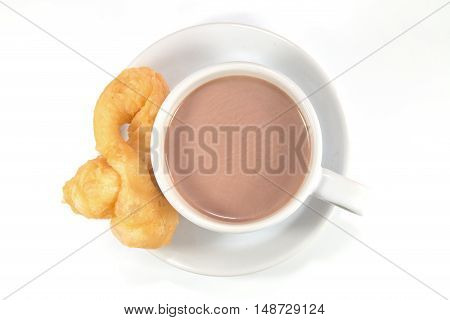 The cocoa doughstick isolated on white background