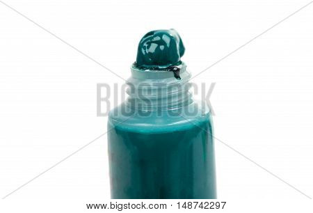colored acrylic paint in a tube isolated on white background