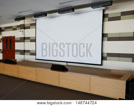 Blank Projection Screen on Stage for presentation background