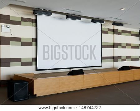 Blank Projection Screen on Stage for presentation background