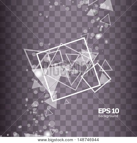 Abstract composition shiny geometric shapes flare visual colored square blocks light lines interlacement flying lozenge radiance icon logo construction screen saver EPS 10 vector
