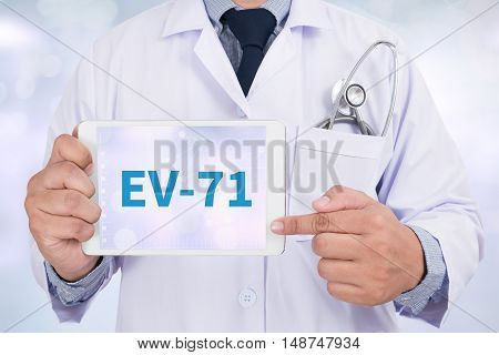 EV-71 Doctor holding digital tablet doctor work hard
