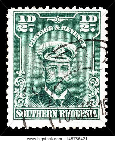 SOUTHERN RHODESIA - CIRCA 1924 : Cancelled postage stamp printed by Southern Rhodesia, that shows King George.
