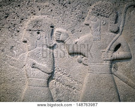 Ancient stone bas-relief of late Hittite period