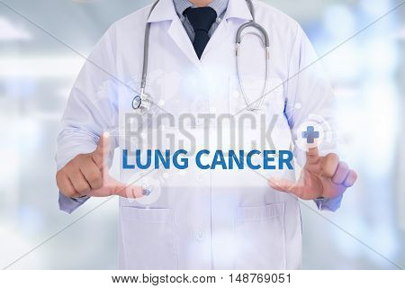 LUNG CANCER Medicine doctor hand working doctor work hard