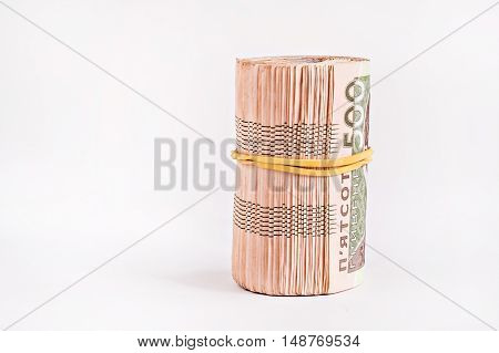 a pack of 500 a hryvnia rolled.