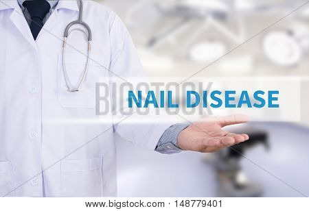 NAIL DISEASE Medicine doctor hand working doctor work to touch hand
