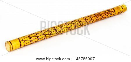 Thai wooden flute isolated on white background